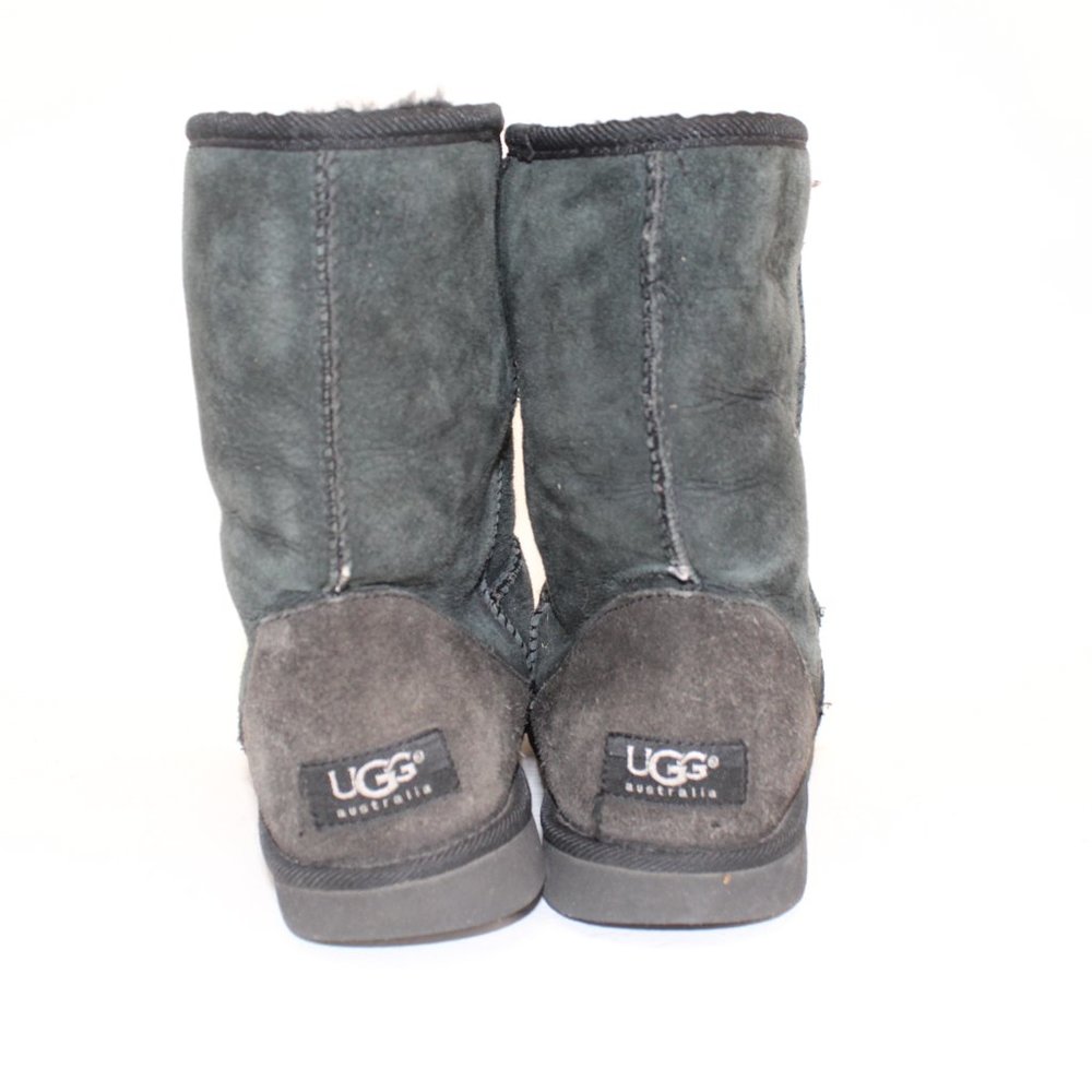 UGG Australia Classic Mid Calf Sheepskin Suede Boots Black Style F8006 #125 - Picture 8 of 11